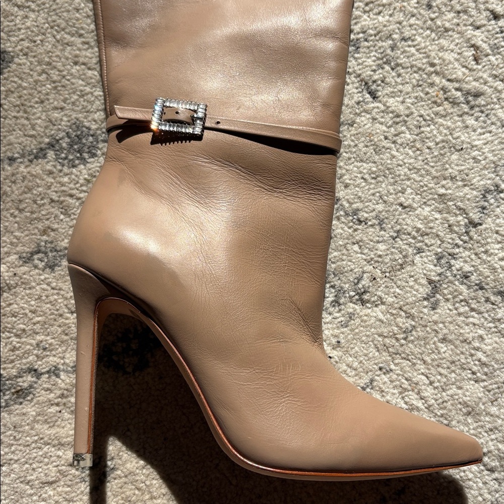 Tan Leather Knee-High Boots by Black Suede Studio, Made in Brazil, size 6.5 US